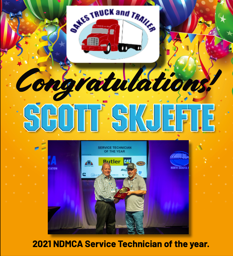 Congratulation Scott Skjefte - 2021 NDMCA Service Technician of the year.